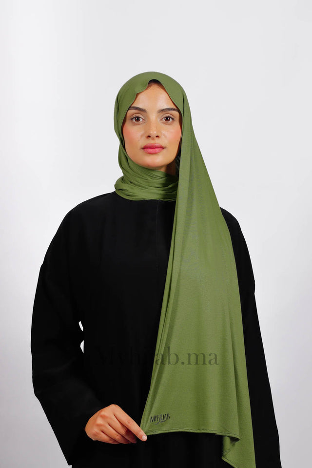 Lycra Coton - Olive fonce