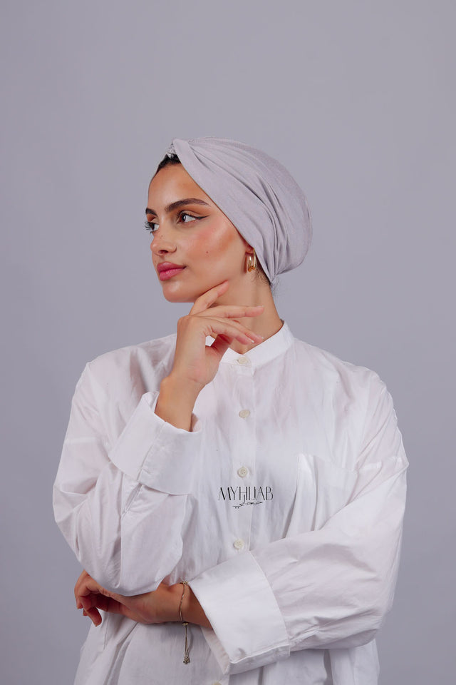Turban Croisé Cotton - Mauve gris