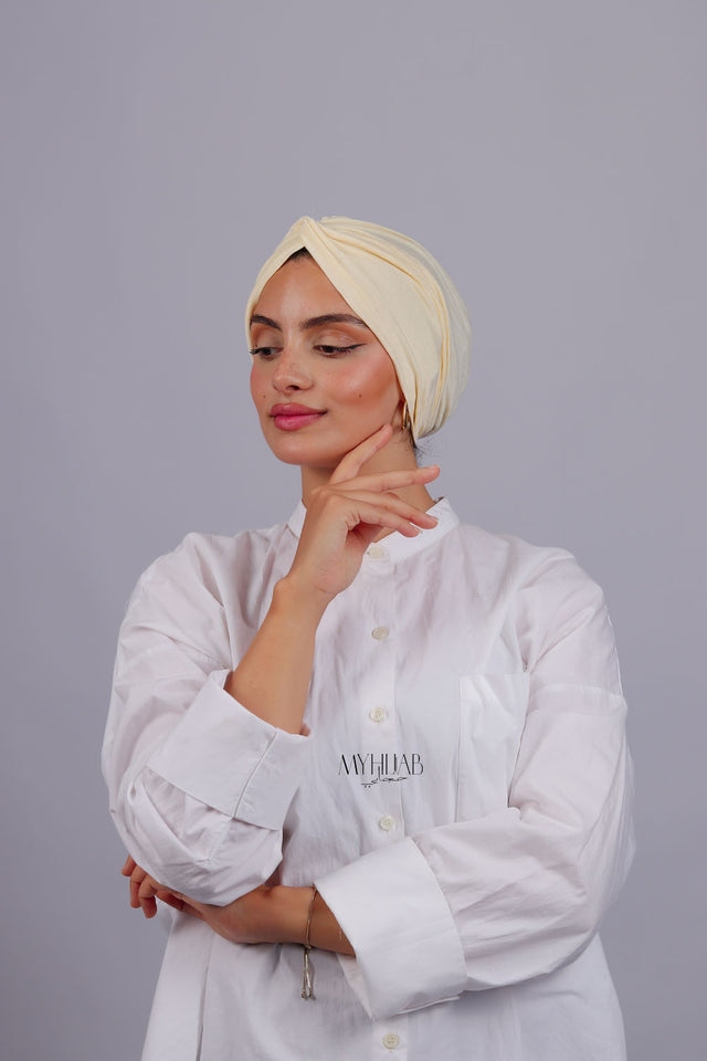 Turban Croisé Cotton - Blanc Cassé