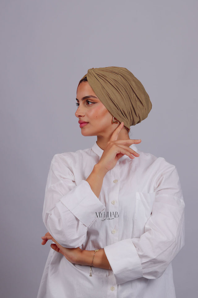 Turban Croisé Cotton - Beige foncé