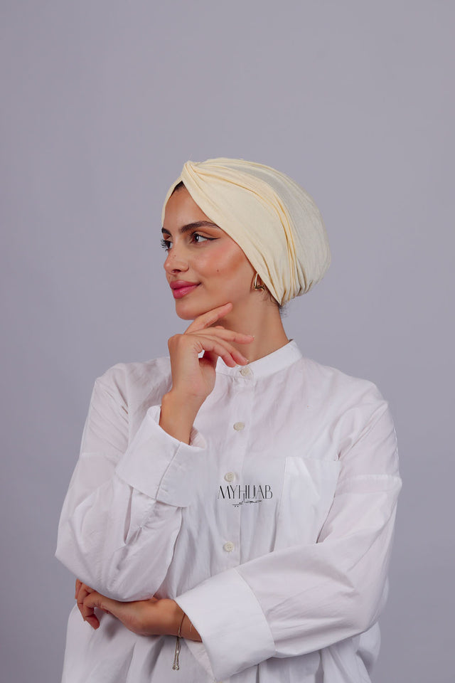 Turban Croisé Cotton - Blanc Cassé