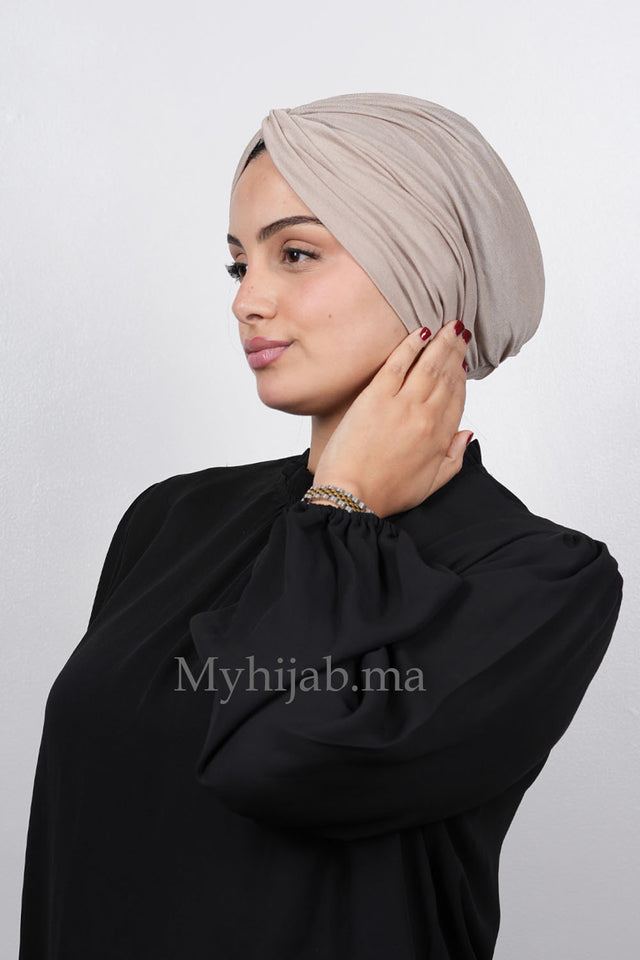 Turban Croisé Cotton - Beige noeud