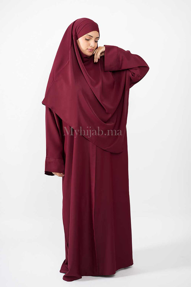 Abaya khimar large - Bordeux