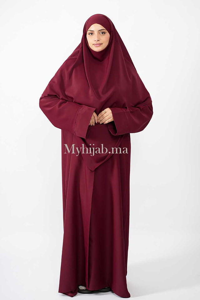 Abaya khimar large - Bordeux