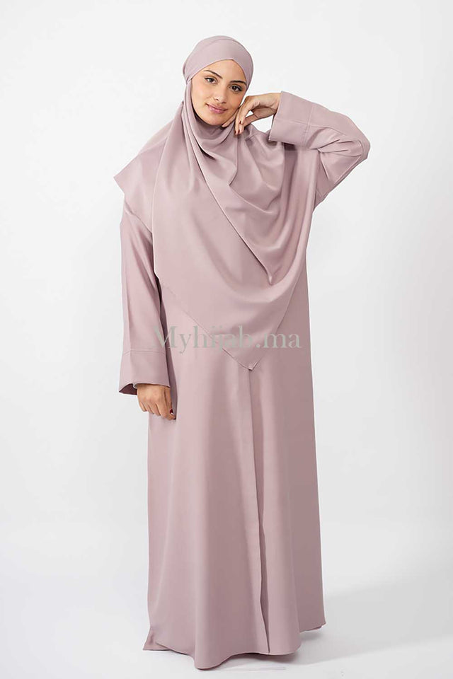 abaya khimar large - Rose noeud