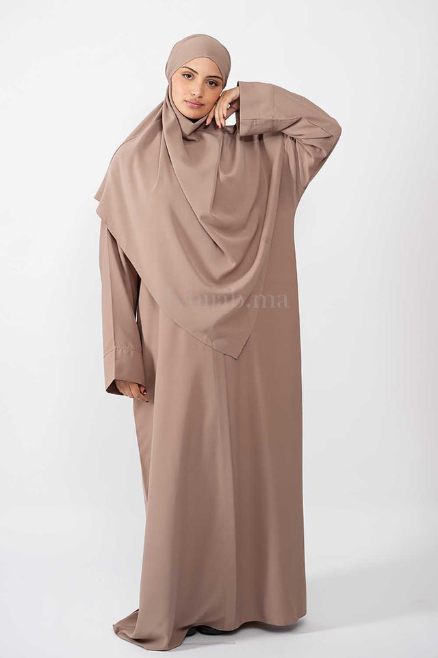 Abaya khimar large - Beige pink