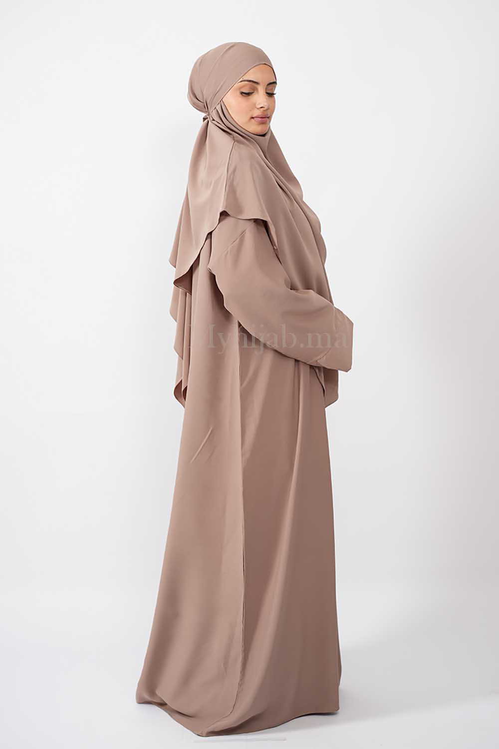 Abaya khimar large - Beige pink