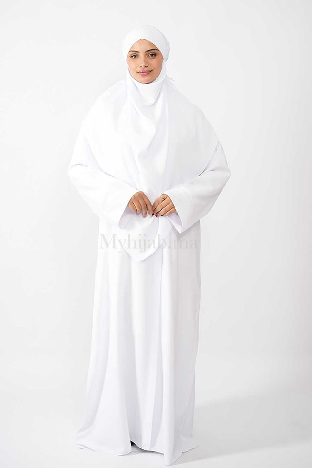 abaya khimar large - Blanche