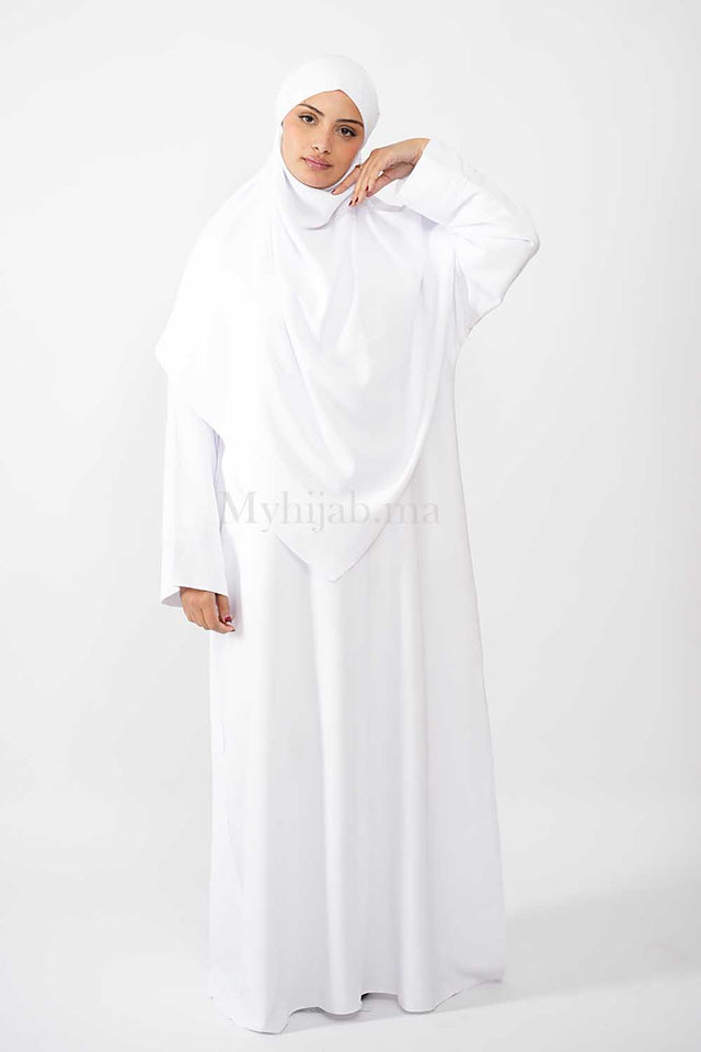 abaya khimar large - Blanche