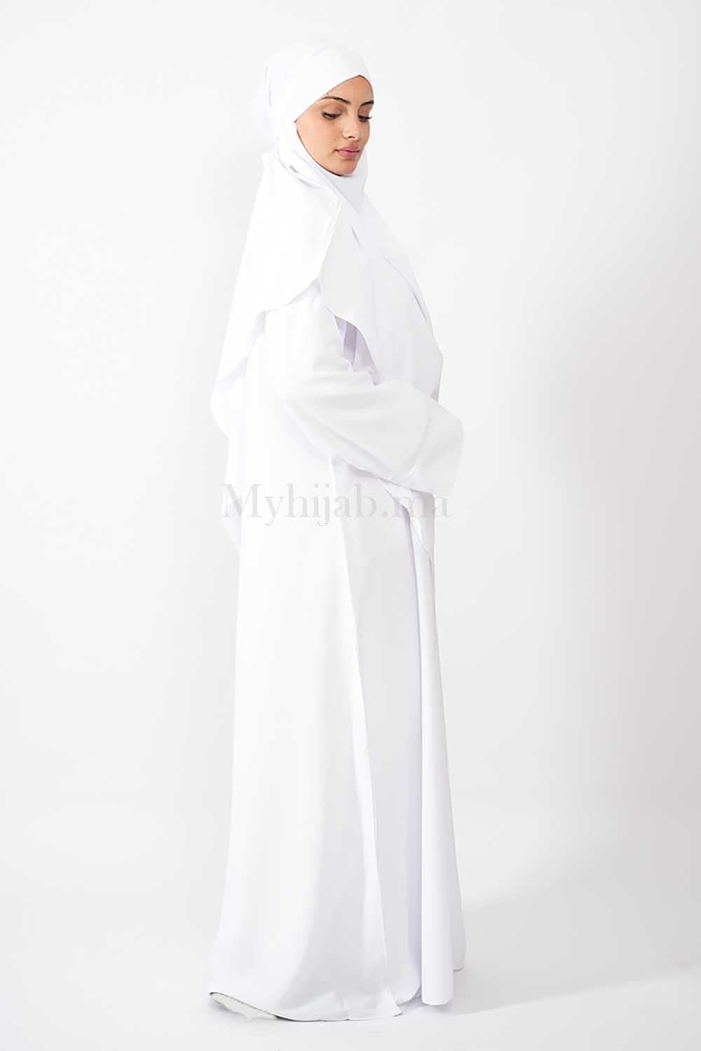 abaya khimar large Blanche – Myhijab - Main Image