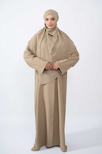 Abaya khimar large - Beige noeud