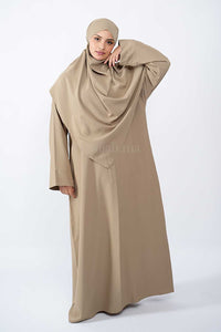 Abaya khimar large - Beige noeud