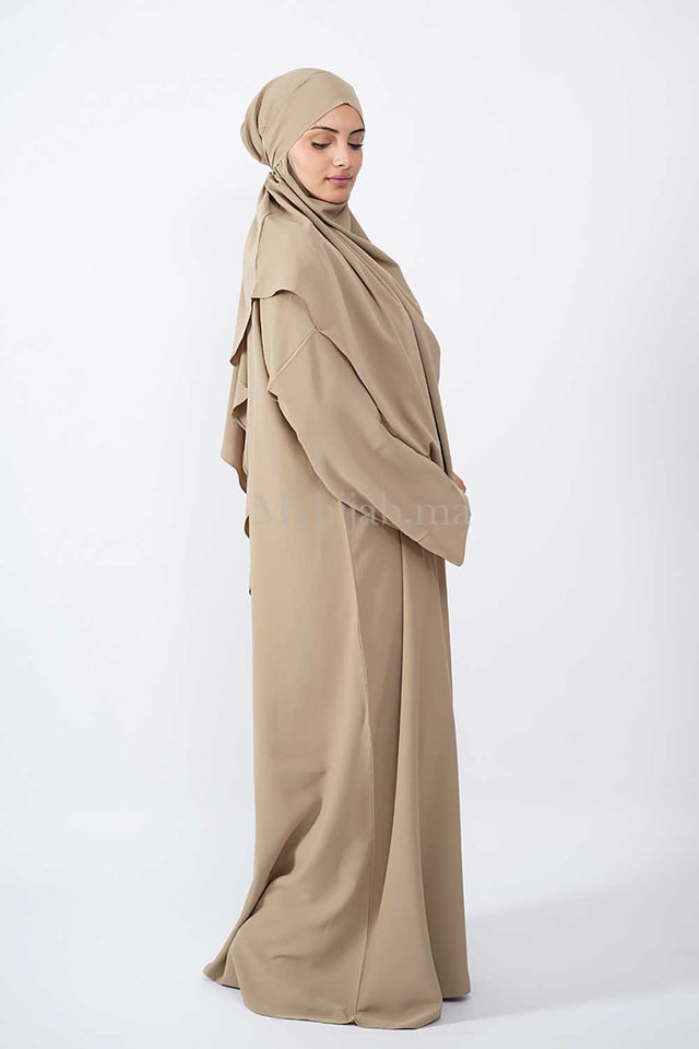 Abaya khimar large - Beige noeud