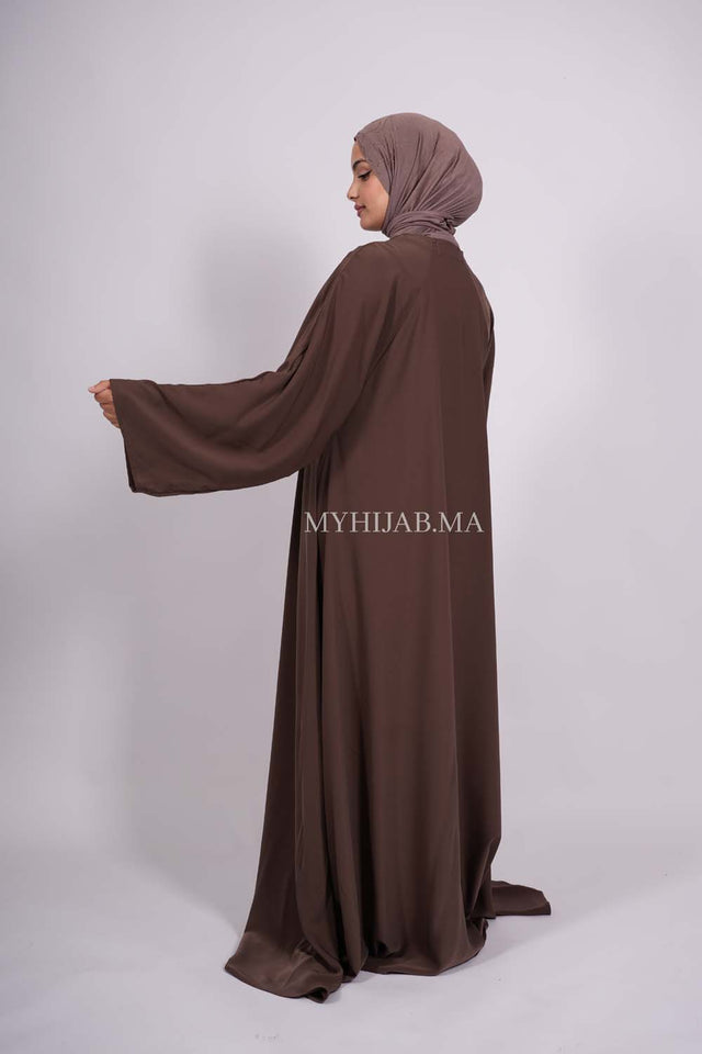 Abaya farasha strass - Marron