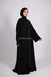 Abaya farasha strass - Noir doré
