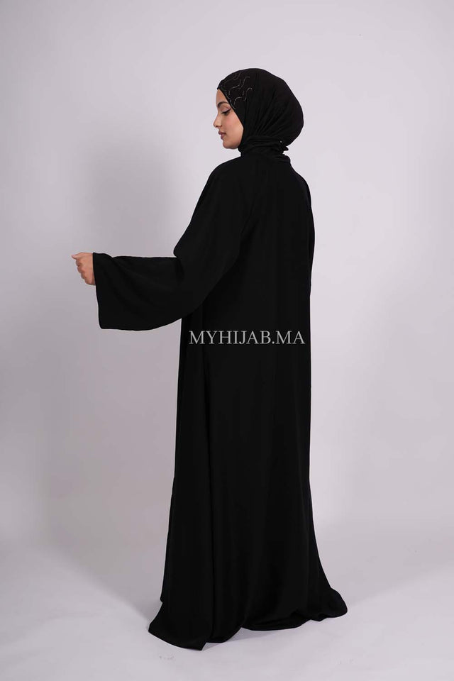Abaya farasha strass - Noir doré