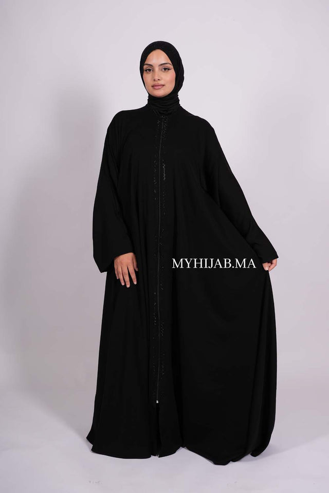 Abaya farasha strass - Noir
