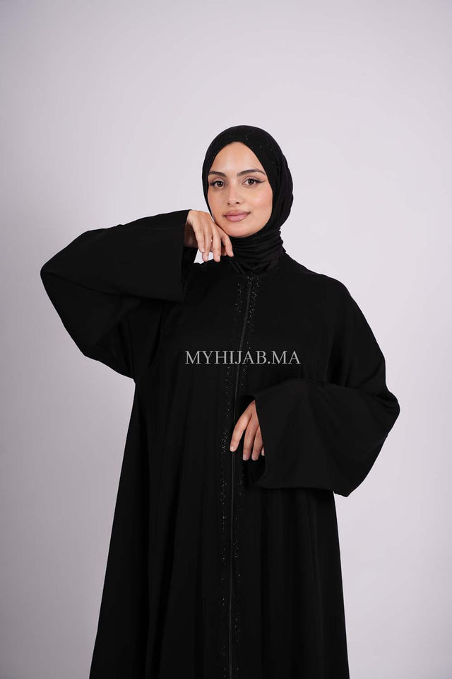 Abaya farasha strass - Noir