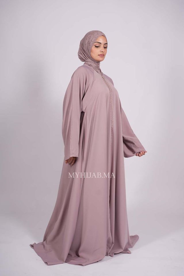 Abaya farasha strass - Beige pink