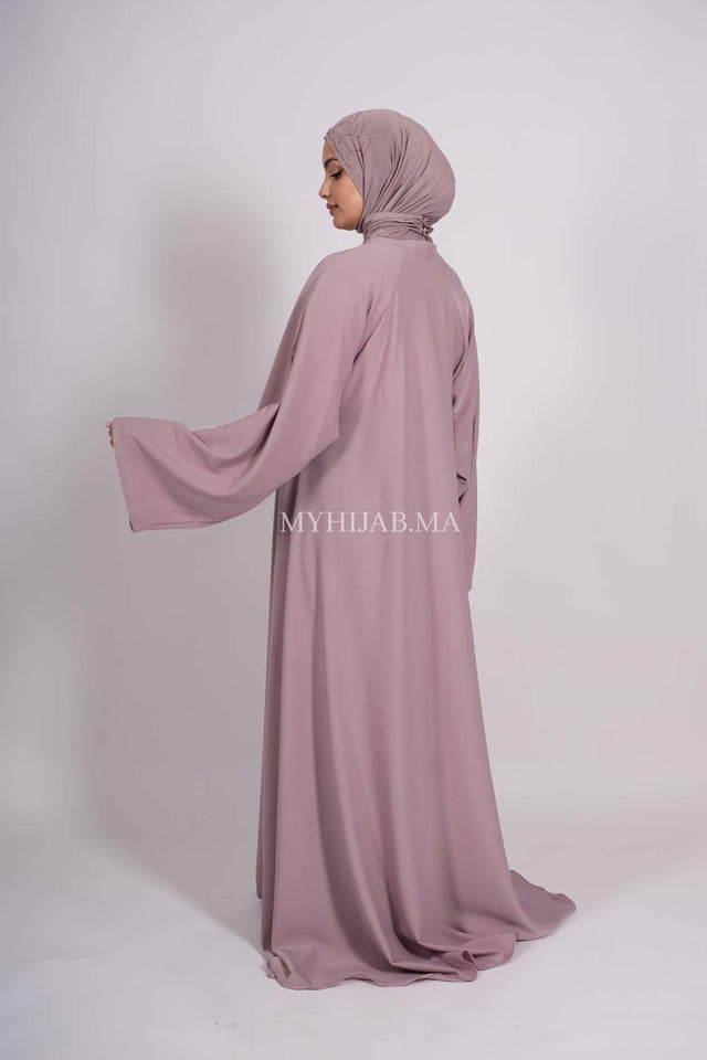 Abaya farasha strass - Beige pink