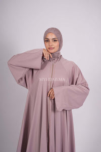 Abaya farasha strass - Beige pink