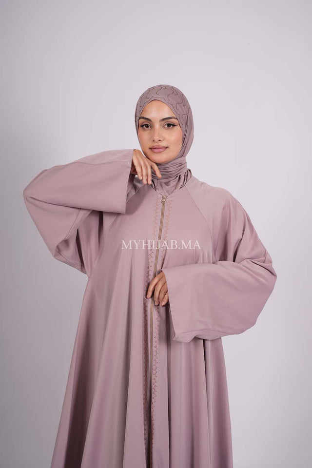 Abaya farasha strass - Beige pink