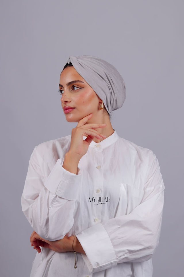 Turban Croisé Cotton - Gris clair