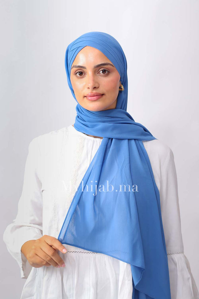 Crepe trois bandes - Bleu ciel