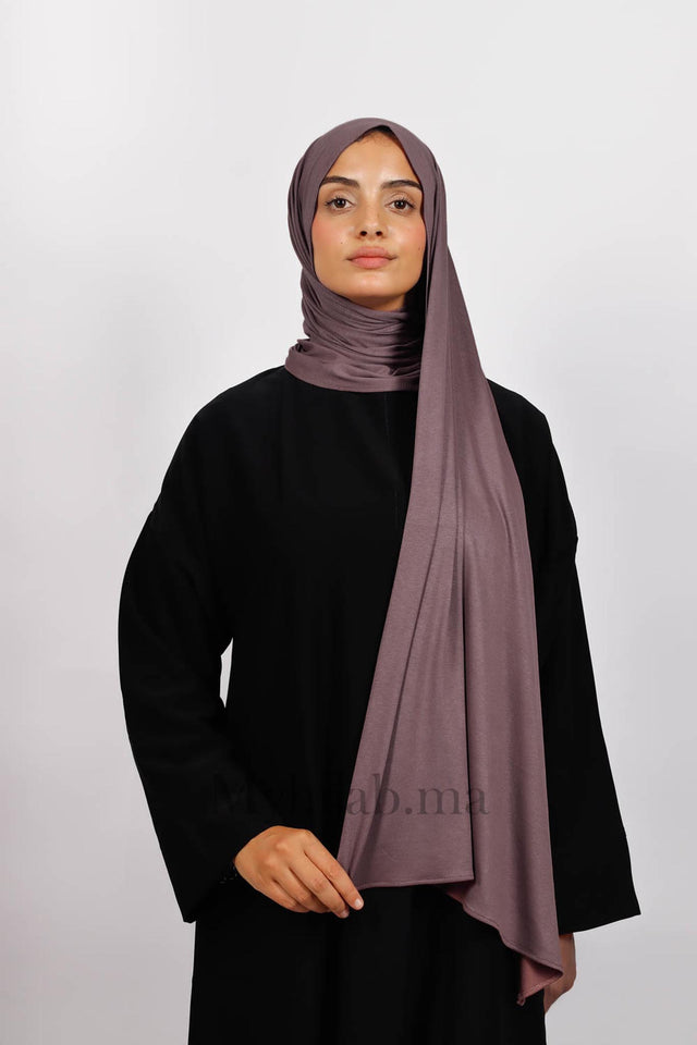 Lycra coton - Mauve poudré