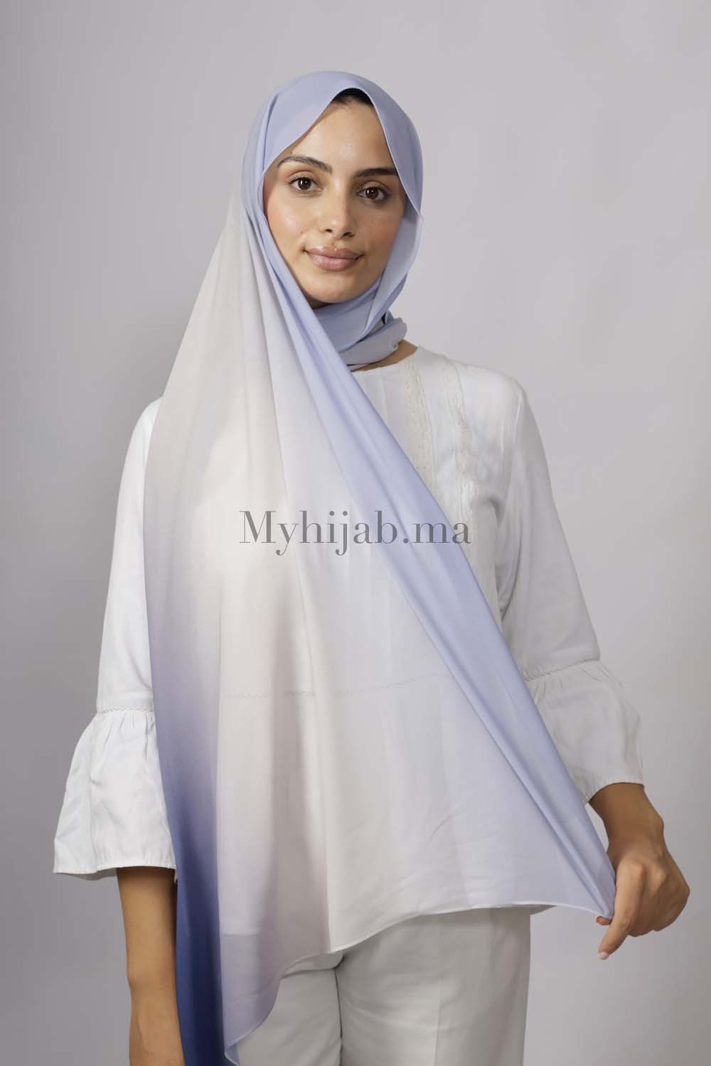 Chiffon Dégradé - Bleu ciel et bleu