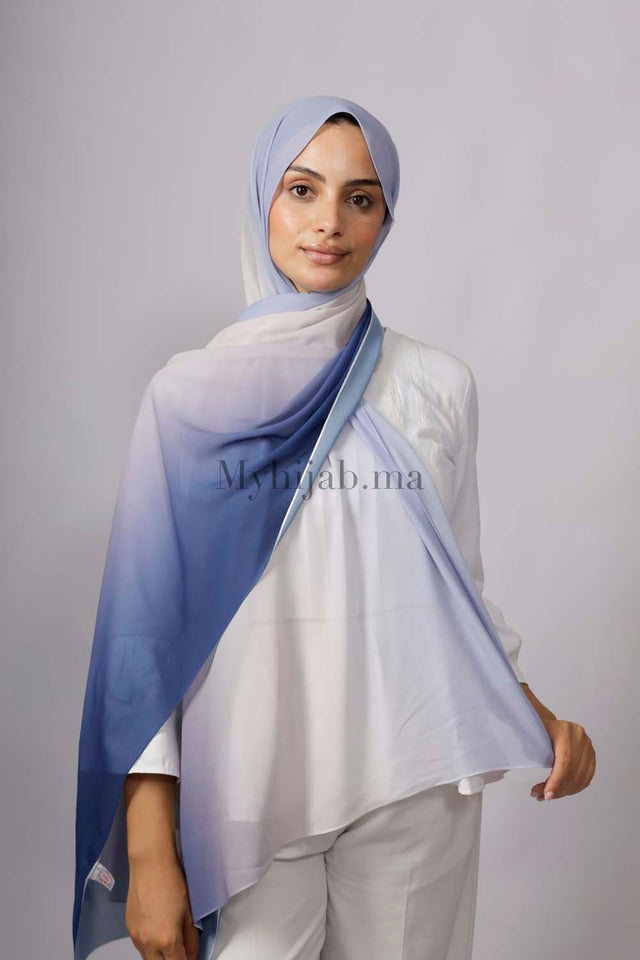 Chiffon Dégradé - Bleu ciel et bleu