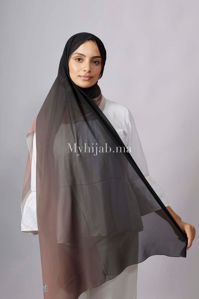 Chiffon Dégradé - Noir et neoud
