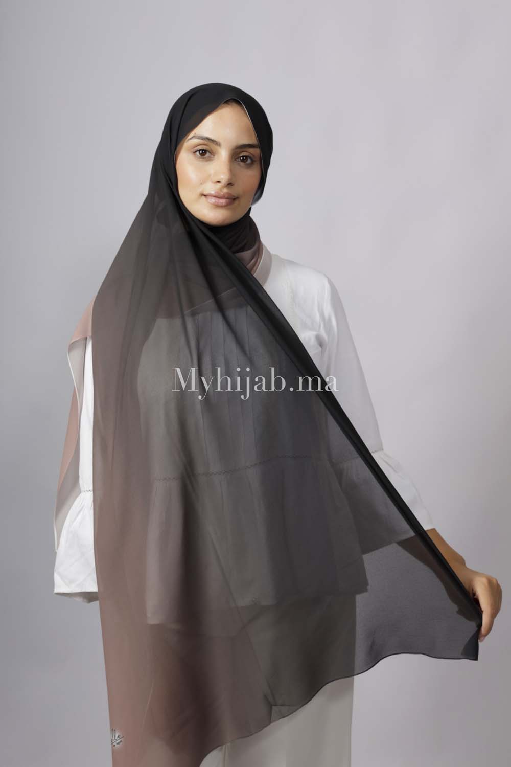 Chiffon Dégradé - Noir et neoud