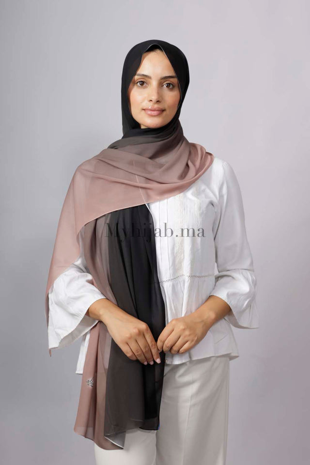 Chiffon Dégradé - Noir et neoud