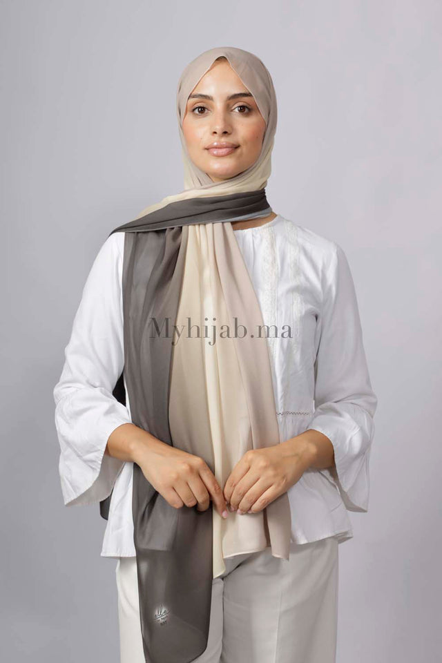 Chiffon Dégradé - Beige et noir