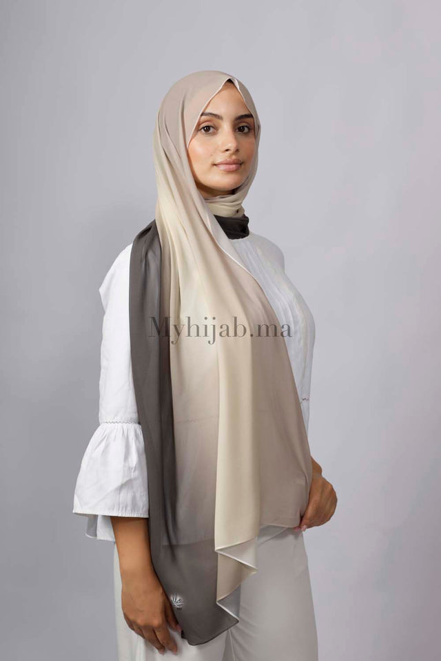 Chiffon Dégradé - Beige et noir