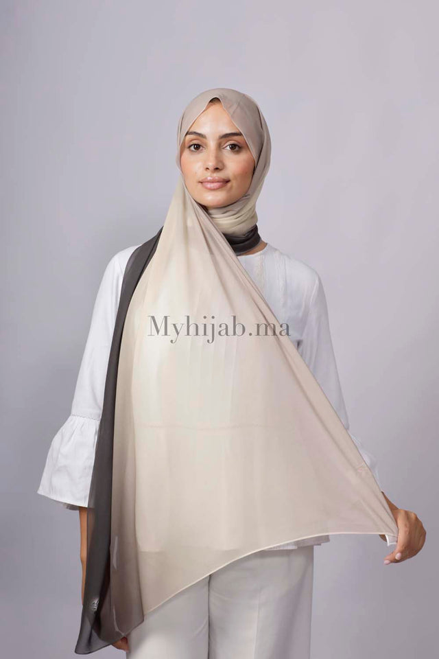 Chiffon Dégradé - Beige et noir