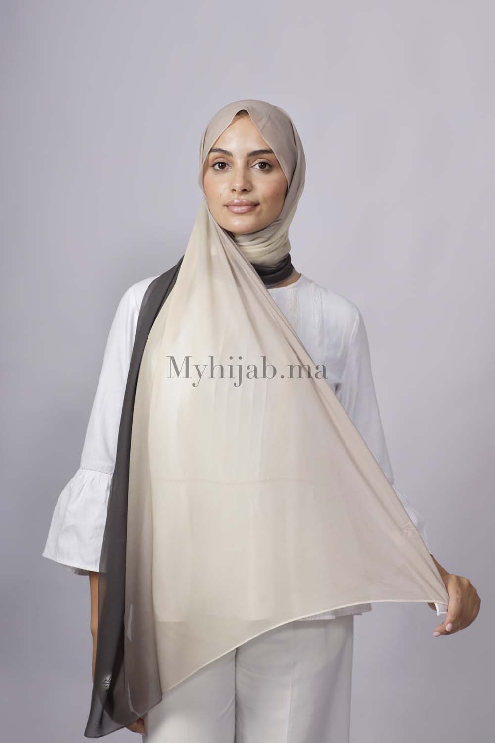 Chiffon Dégradé - Beige et noir