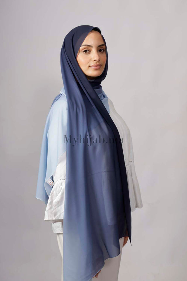 Chiffon Dégradé - Bleu marine et ciel