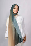 Chiffon Dégradé - Vert pétrole et beige