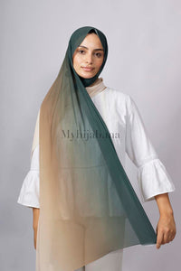 Chiffon Dégradé - Vert pétrole et beige