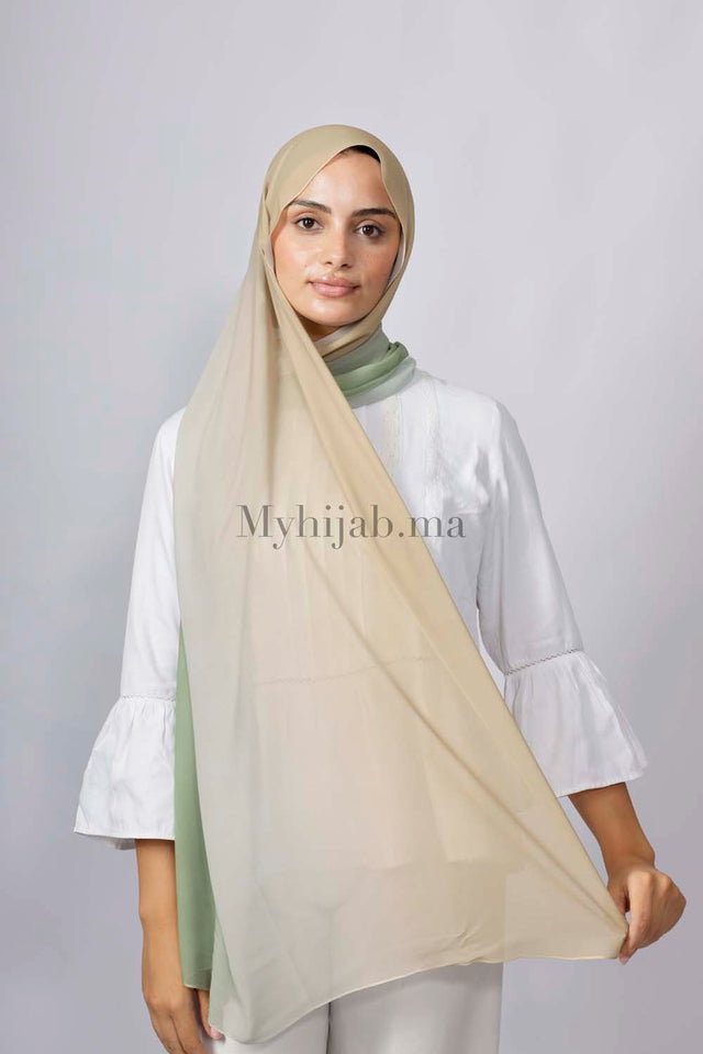 Chiffon Dégradé - Vert et beige