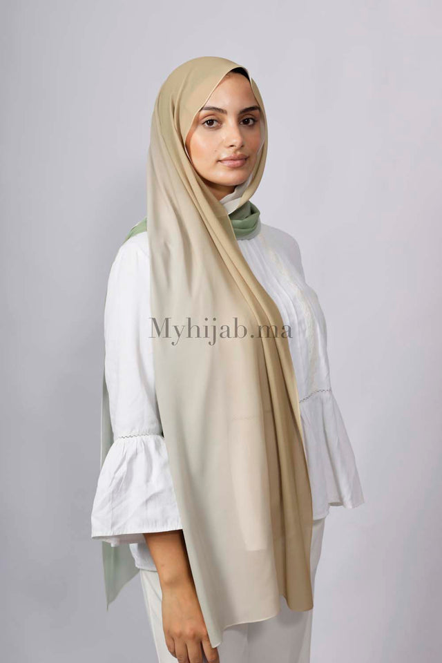 Chiffon Dégradé - Vert et beige
