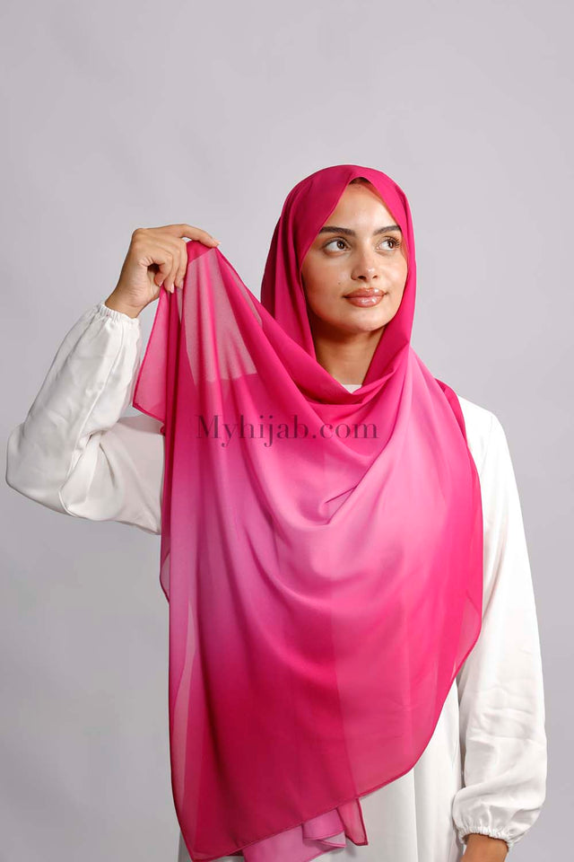 Muslin Dégradé- Rose fushia
