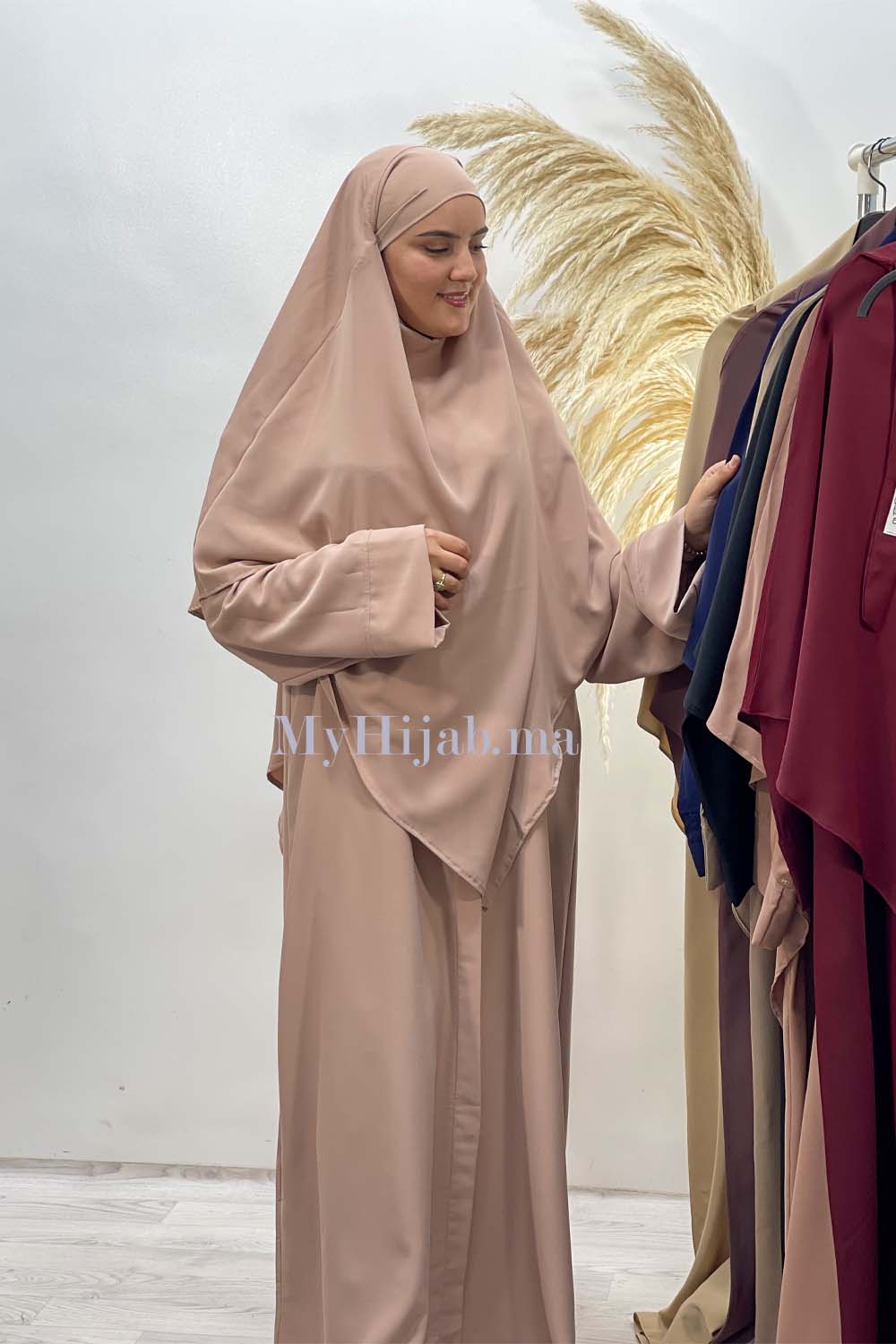 Abaya khimar large - Beige pink