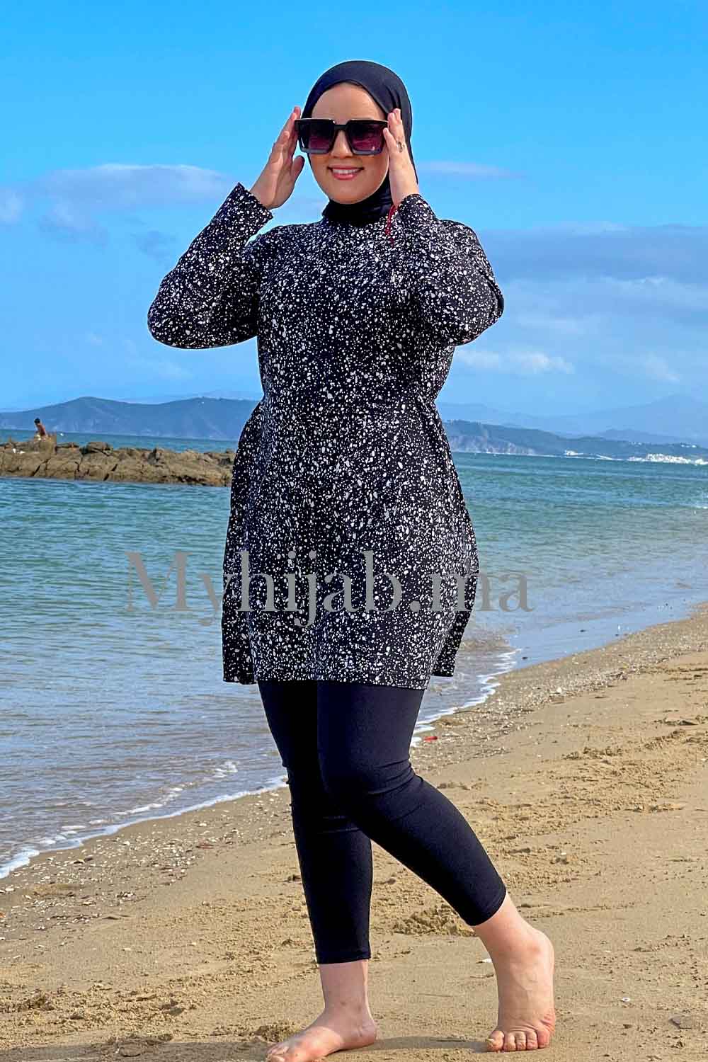 Burkini Tabaquia noir-blanche