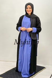 ABAYA DUBAI : Bleu Ciel - Noir